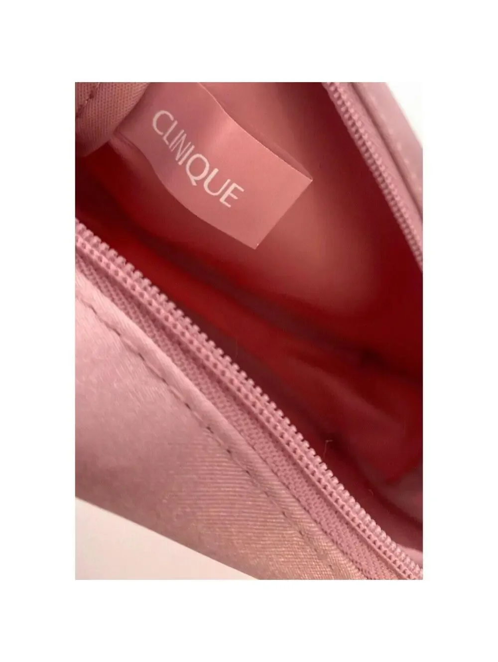 Clinique Pink Makeup Bag Zip Up Water-Resistant Small Cosmetic Travel Carrier